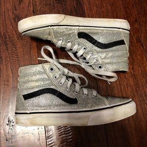 Girls Silver Glitter SK8-Hi High Top Sneakers